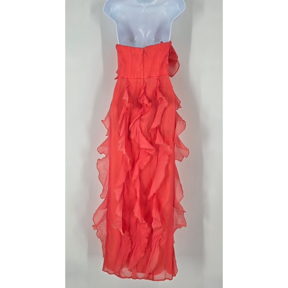 Hutch Allover Ruffle Strapless Gown with Bow in Coral Size 2 NEW - Picture 11 of 11